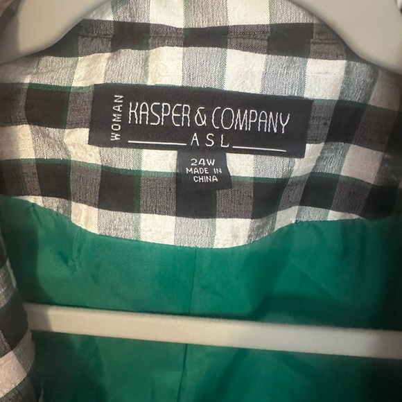 Black and White Checkered Women's Jacket 100% Silk Size 24‎ Shoulder Pads - Picture 2 of 8